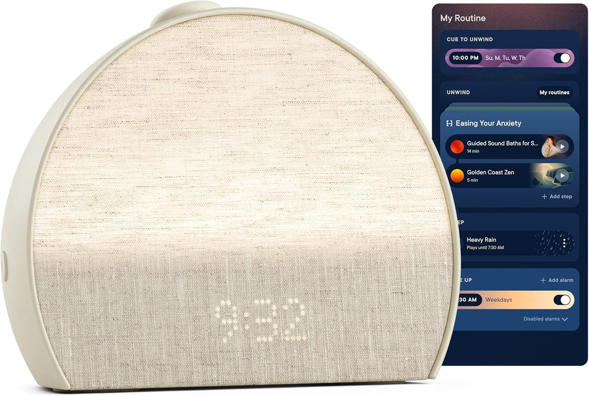 Sunrise alarm clock, audio equipment, smart lamp (rubber material) - White noise mode, screen-free sleep program