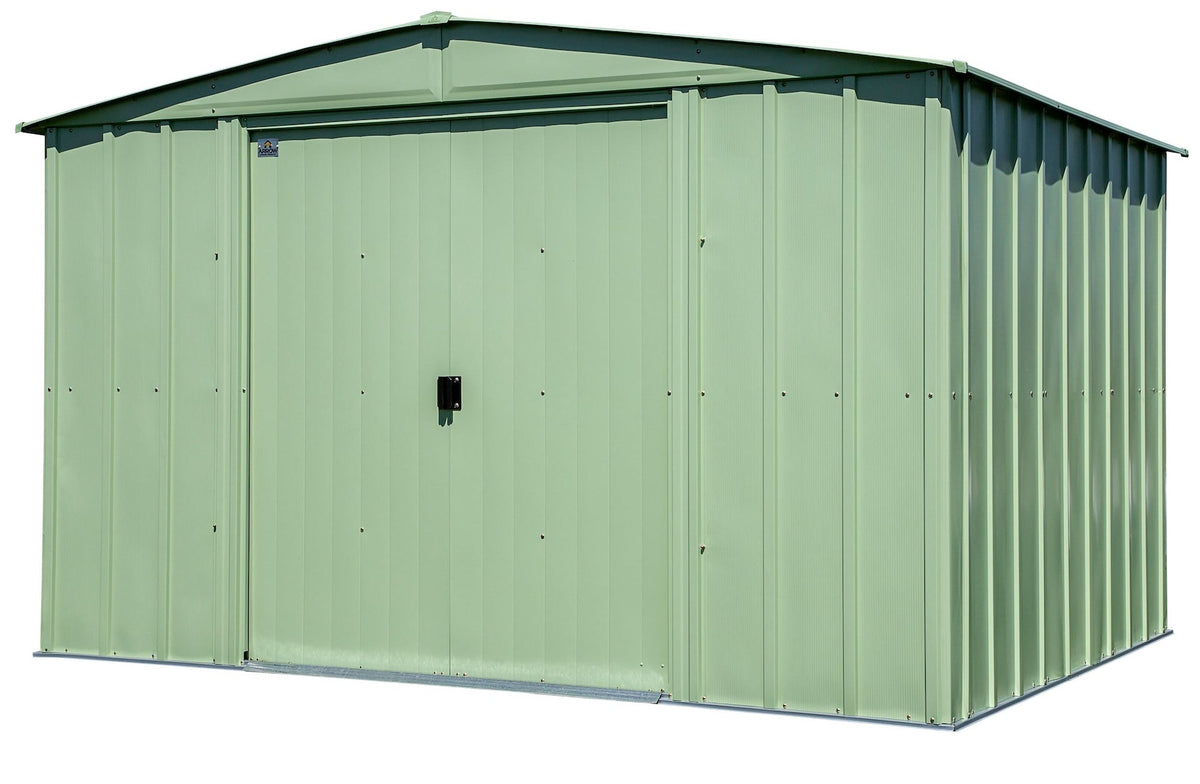 Classic Galvanized Steel Storage Shed, Sage Green, 10-ft x 8-ft