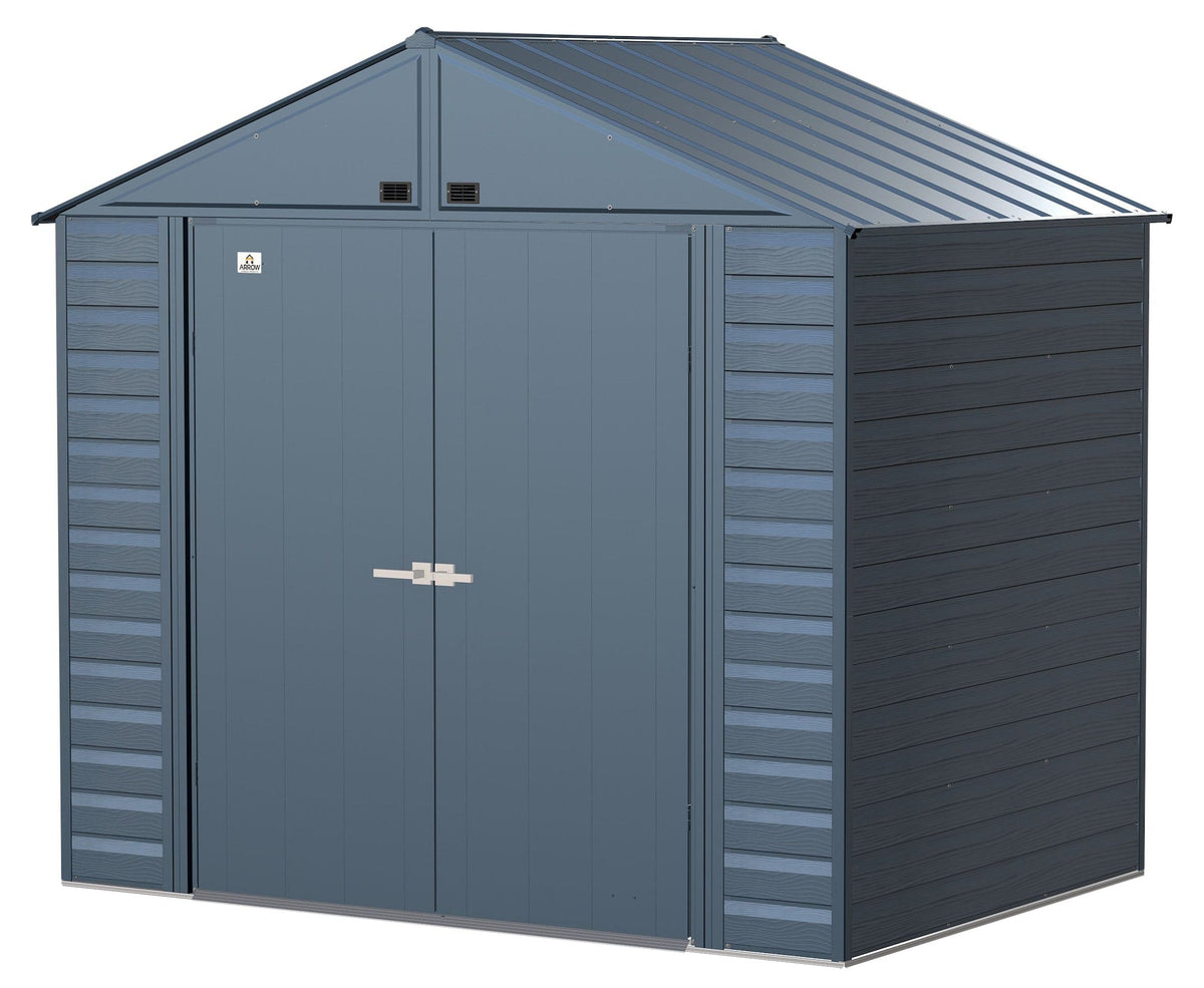 Select Galvanized Steel Storage Shed, Blue Grey, 8-ft x 6-ft