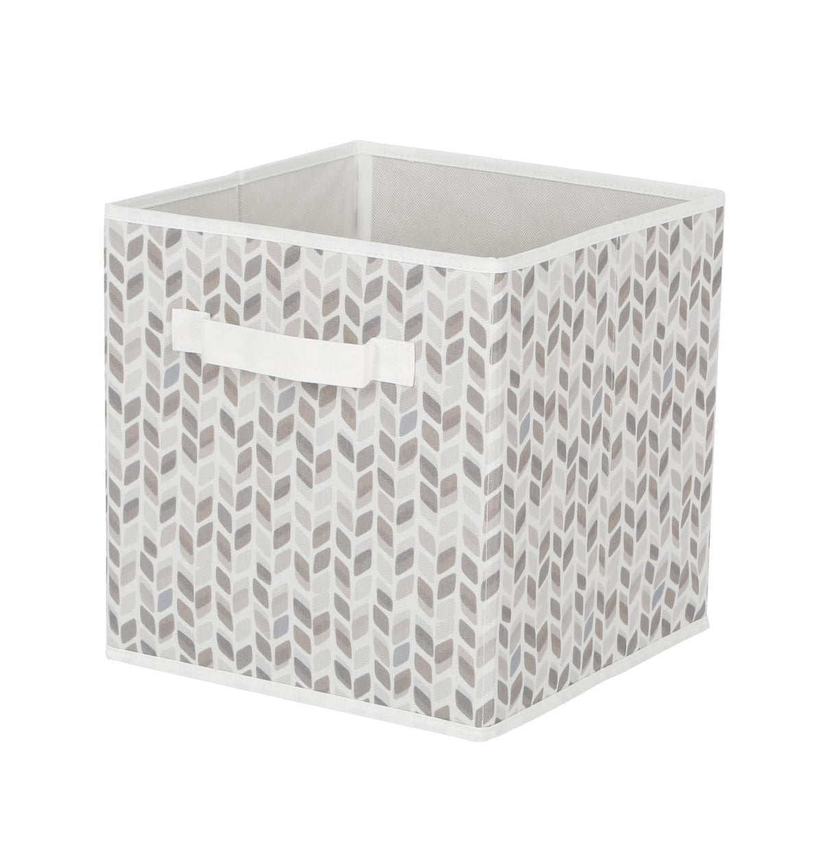 Cube Fabric Drawer Basket, White and Grey Tiled, 10.5 x 10.5 x 11-in
