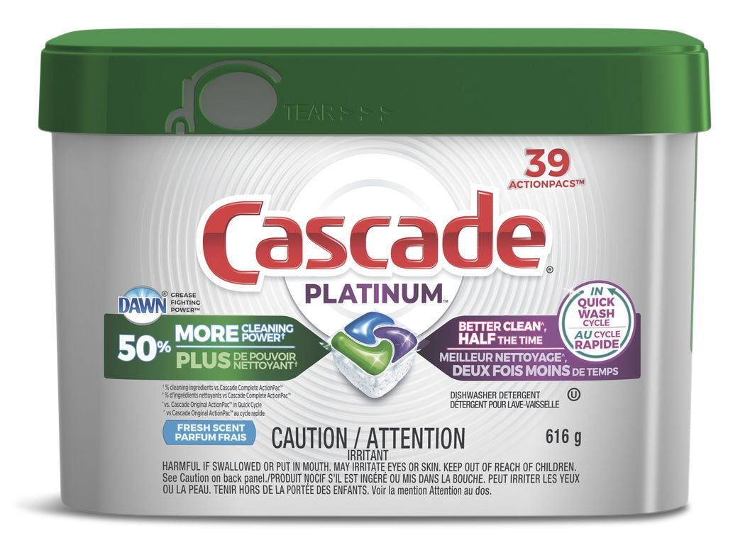 Platinum Dishwasher Detergent Pods, Fresh, 39-pk