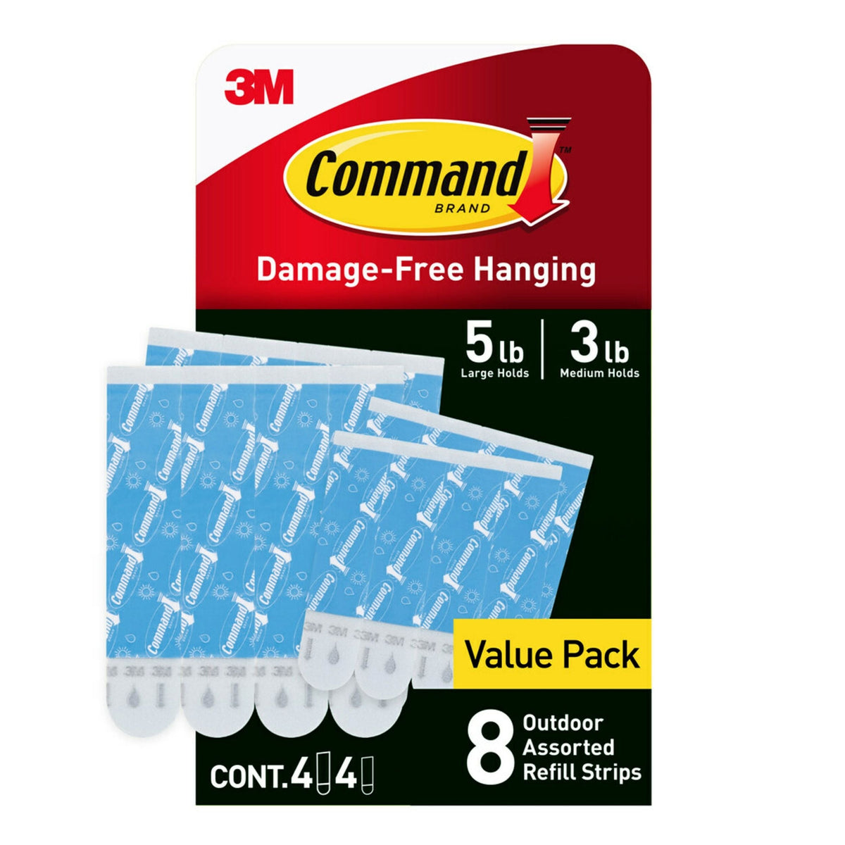 8-Piece 5-lb Medium and Large White All Weather Outdoor & Bath Damage Free Hanging Strips
