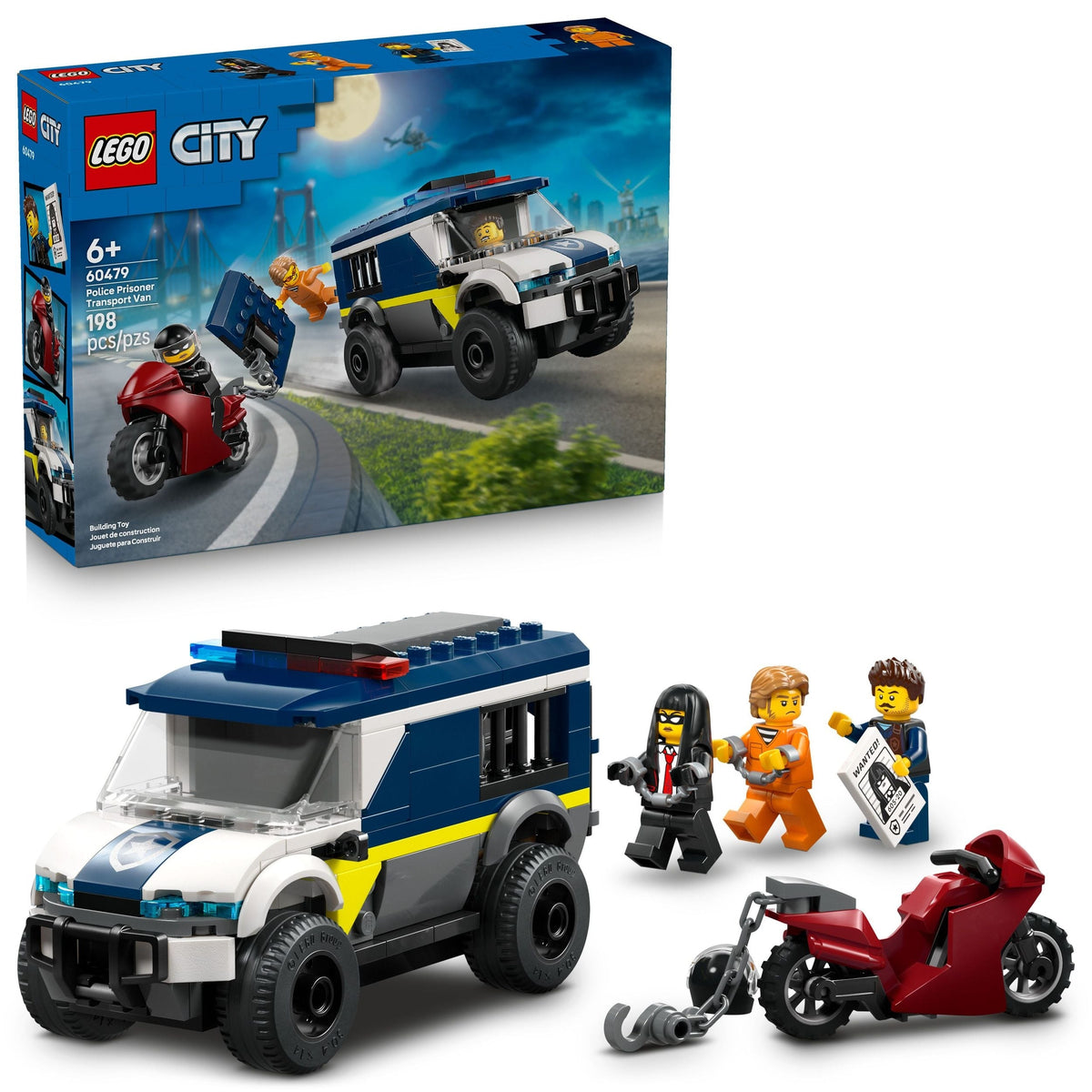 City Police Prisoner Transport Van Building Set - 60479, 198-pcs, Ages 6+