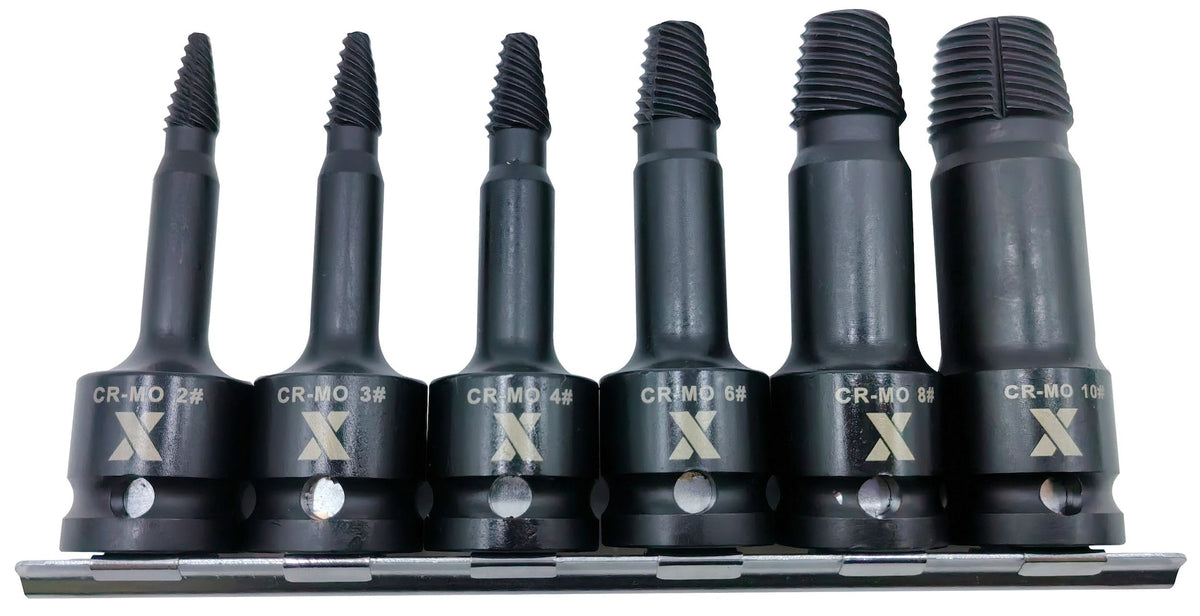 6 Piece 1/2" Drive Impact Screw Extractor Rail