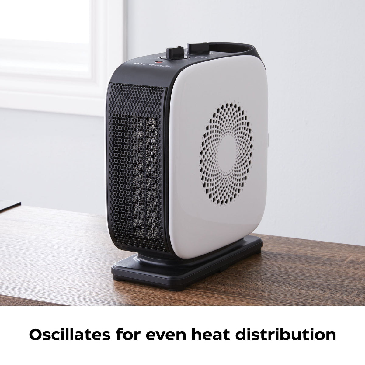 Portable Oscillating Portable Ceramic Space Heater withThermostat, 1500W, White