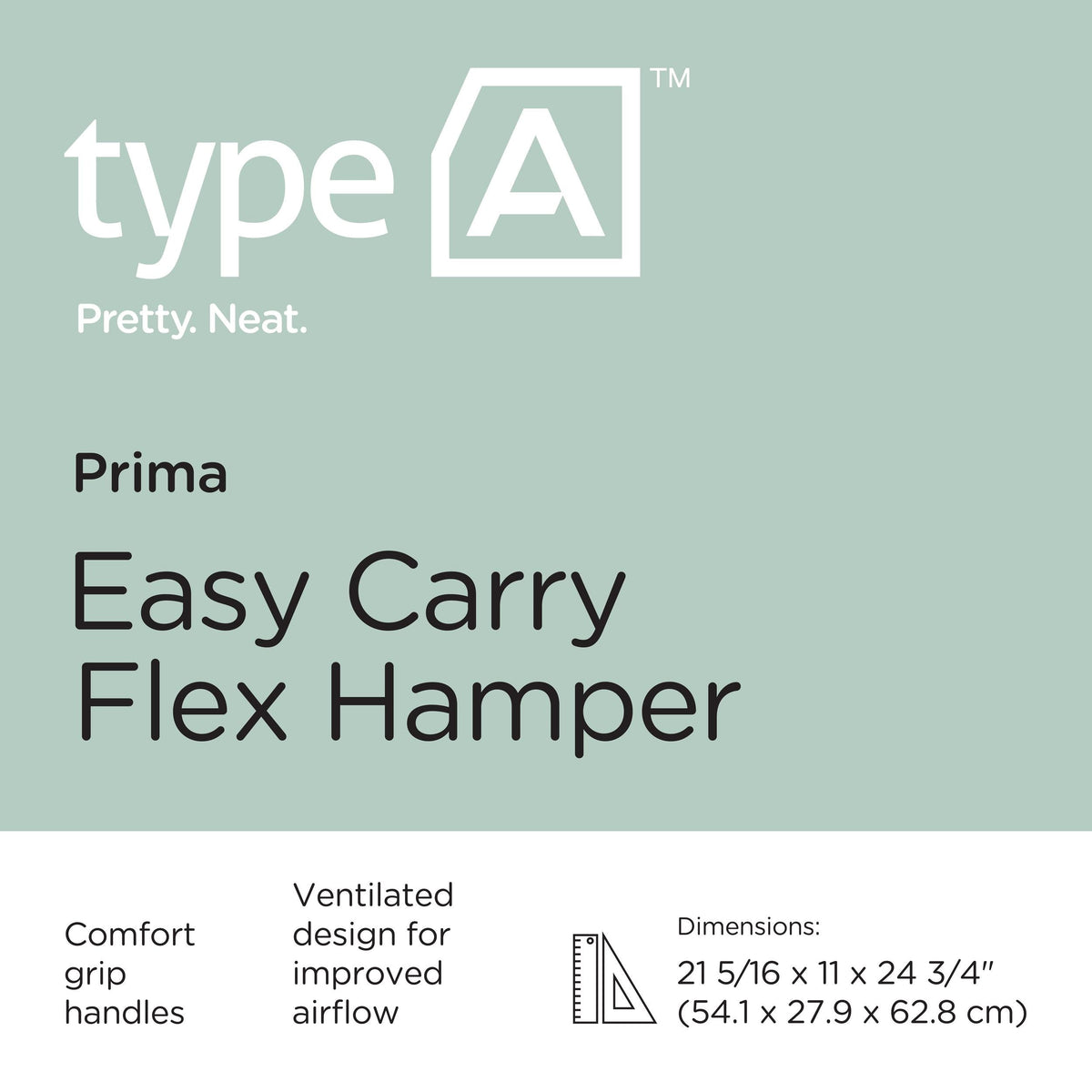 Easy Carry Flexible Laundry Hamper, 21.3 x 11 x 24.7-in, Grey
