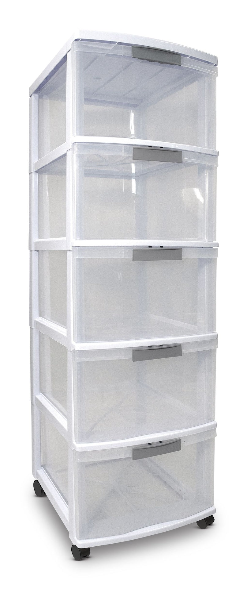 Element Lockable White Frame 5-Drawer Storage Tower/Cart with Wheels, 26-in