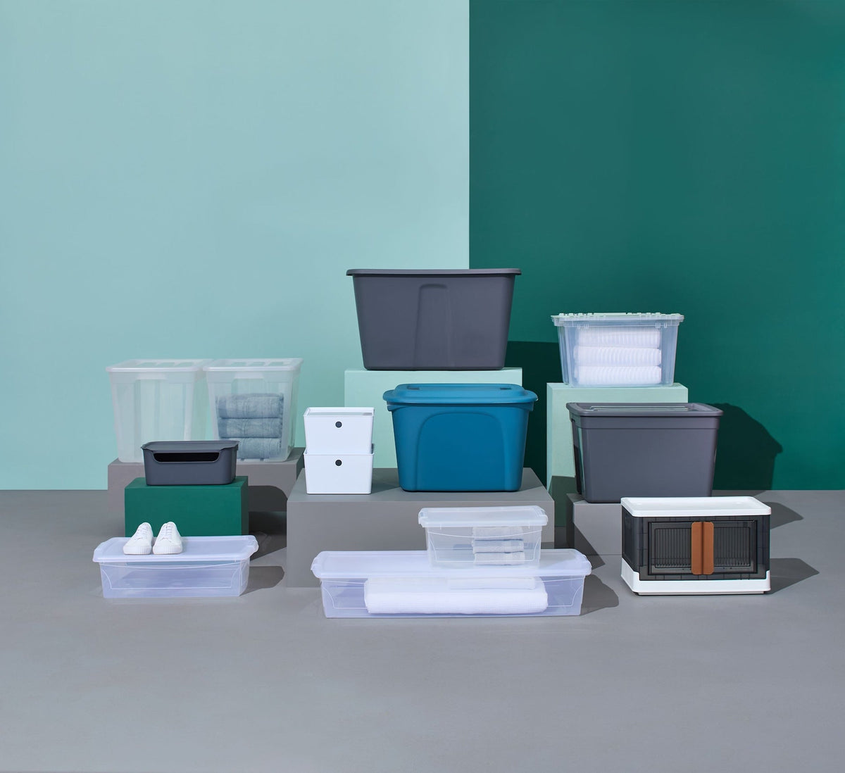 Restore Stackable Nesting Storage Box with Lid, 121-L, Grey
