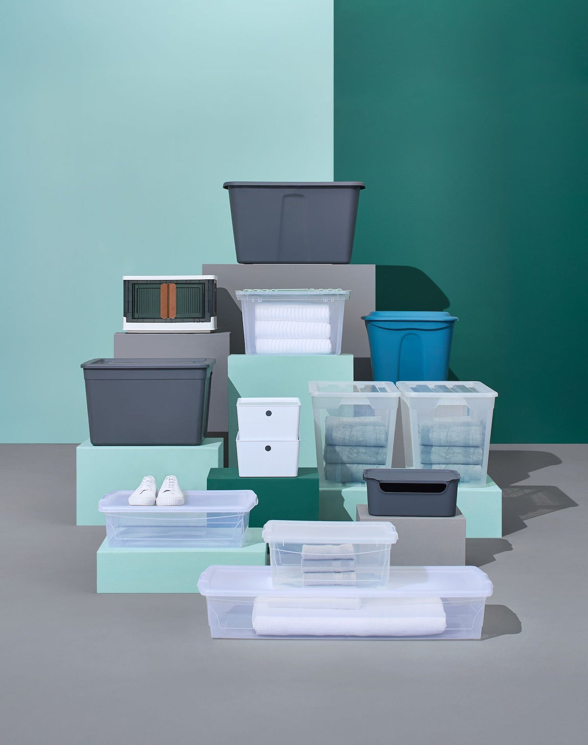 Restore Stackable Nesting Storage Box with Lid, 121-L, Grey