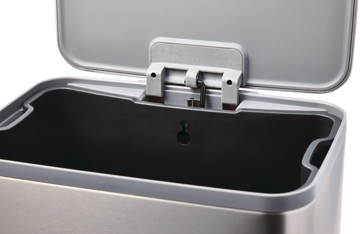 Wide Stainless Steel Rectangular Step Garbage Can with Slow Close Lid, 30-L