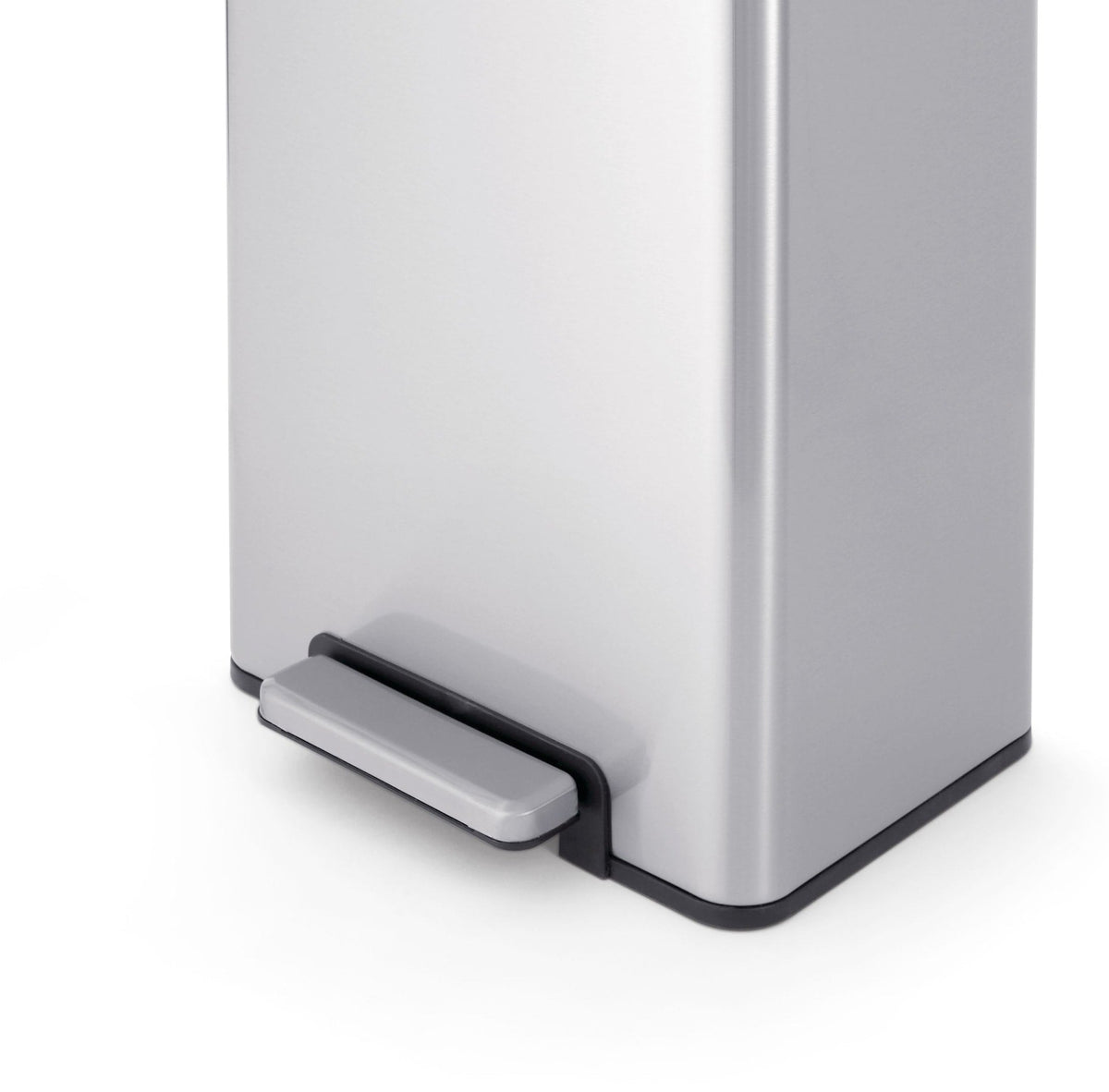 Wide Stainless Steel Rectangular Step Garbage Can with Slow Close Lid, 30-L