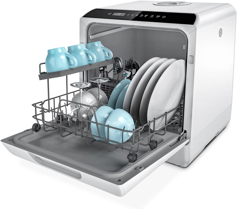 Countertop Dishwasher, 5 Washing Programs Portable Dishwasher With 5-Liter Built-in Water Tank For Glass Door F9894