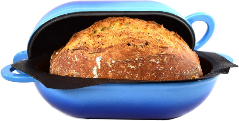Super Simple Craft Bread Set. Cast iron Dutch oven [compact 2-bowl capacity] and perforated non-stick silicone liner. M2333