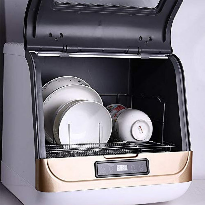 Countertop Dishwasher Kitchen Mini Portable Dish Bowl Washer Tabletop Automatic Dishwasher Deep Cleaning for Home, Apartment, RV (White Black) E5984