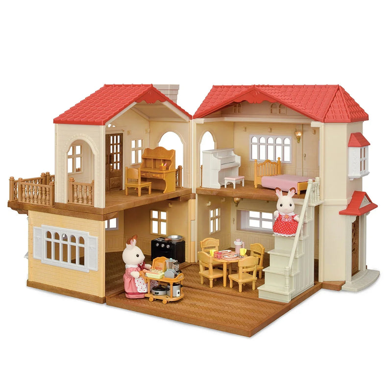 Calico Critters Red Roof Country Home, Dollhouse Playset with Figures, Furniture and Accessories C5436