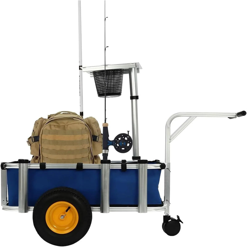 Fishing Cart, Pneumatic Tires, Beach Trailer with Large Cargo Basket, 176lbs Load Capacity, 35.4 * 15.7 * 9.8in Beach Cart Wagon，for Picnic P2147