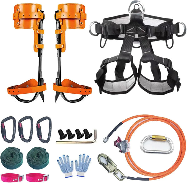Tree Climbing Gear, Tree Climbing Spikes，with Adjustable Climbing Straps and Steel Core Flip Line Arborist Equipment for Climbers, Hunting, Fruit Picking ，Logging, Climbing Etc Y5708