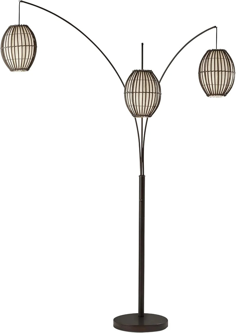 Floor lamp, equipped with three movable lampshades and an adjustable height design - perfect for decorating bedrooms, living rooms and corners, with a bronze color finish. L9509