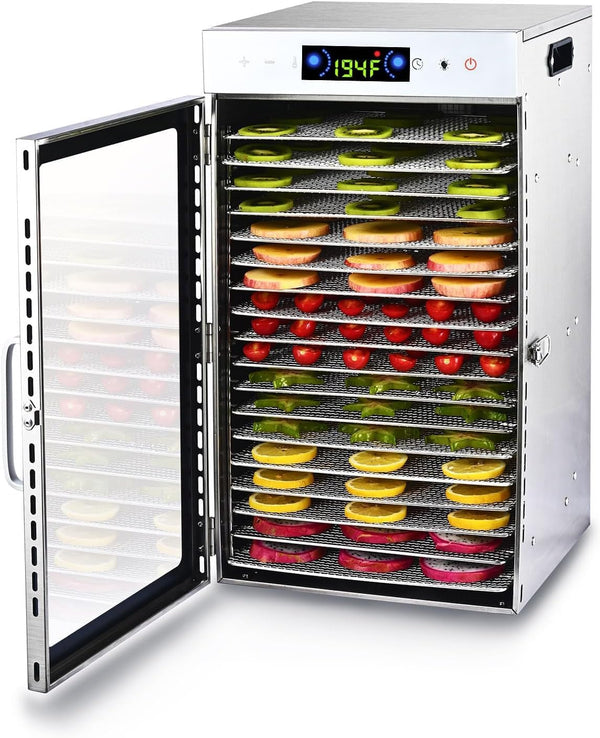 Touch screen 18-Floor Stainless Steel Food Dehydrator, Adjustable Timer and Temperature, 18 Racks, Dryer for Jerky, Meat, Fruits, herbs, tea, sourdough starter and Vegetables and lot more X4842