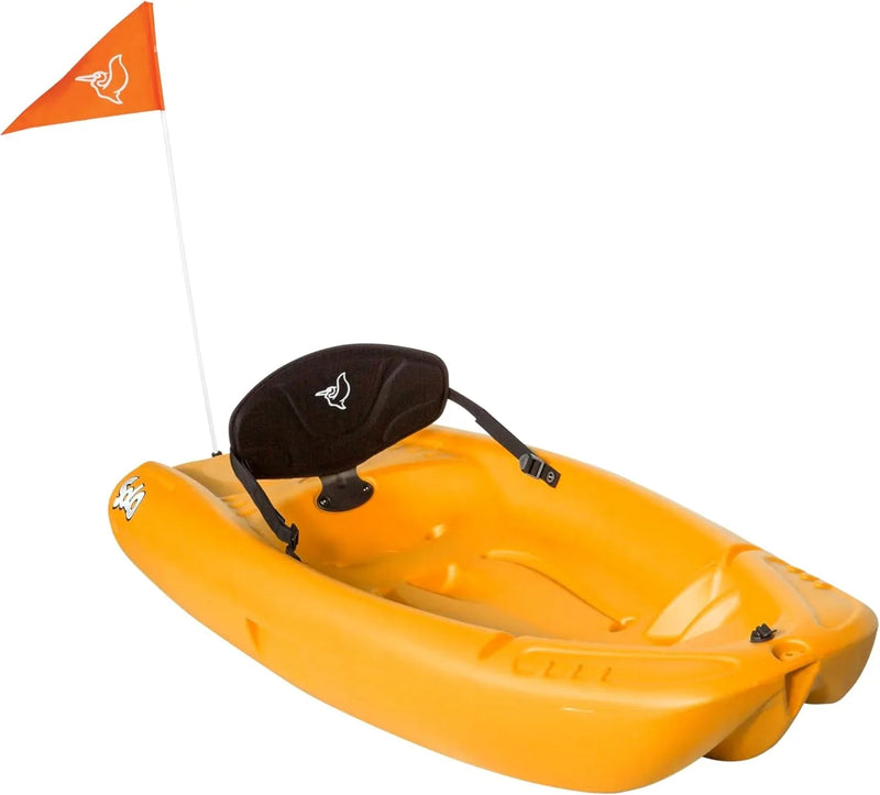 Pelican Solo EVO DLX - Kids Sit on top Kayak with Paddle and Decals - Mango - Twin Tunnel Hull with Swim up Deck - Lighweight & Durable K5009