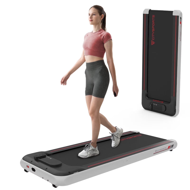 Citysports Treadmill Portable Walking Pad, Adjustable Speed with APP, LCD Screen Calorie Counter, Ultra Thin and Silent (Black White) F7037