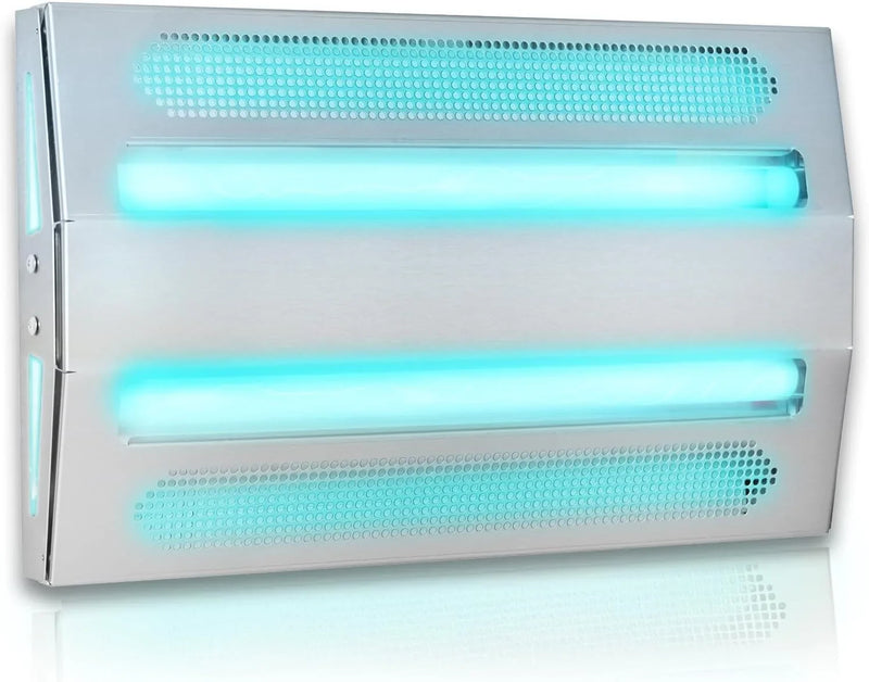 An indoor wall-mounted ultraviolet fly trap, used for catching flies, moths, mosquitoes and other flying insects. P1854