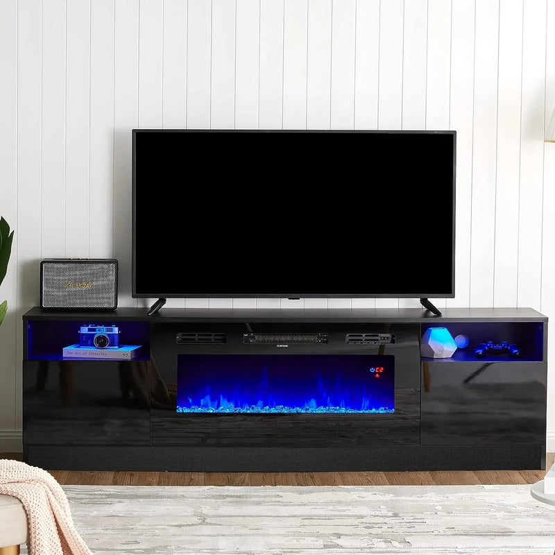 Fireplace TV Stand with 36" Electric Fireplace, LED Light Entertainment Center D3725