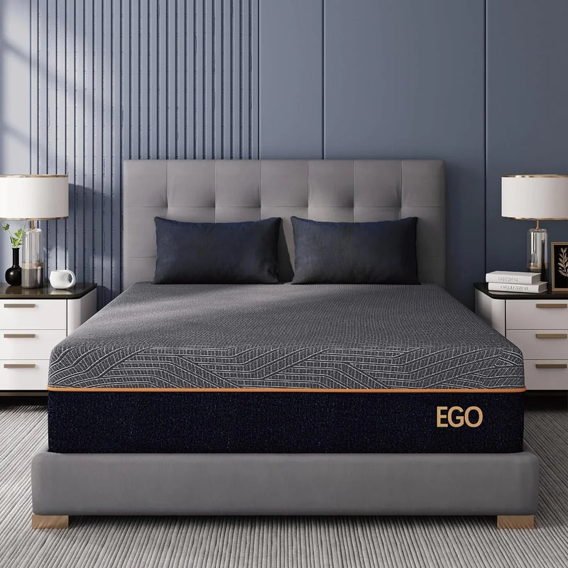 S14 Inch King Size Memory Foam Mattress for Back Pain, Cooling Gel Mattress Bed in a Box, Made in USA, CertiPUR-US Certified, Therapeutic Medium Mattress, 76x80x14 Black B1652