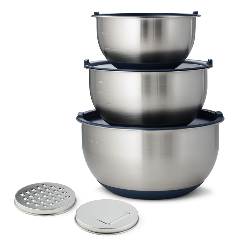8-Piece Stainless Steel Mixing Bowl and Grater Set with Lids C8039