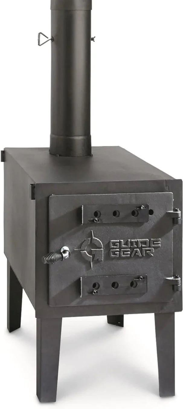 Guide Gear Large Outdoor Wood Burning Stove Portable with Chimney Pipe for Cooking, Camping, Tent, Hiking, Fishing, Backpacking X8064