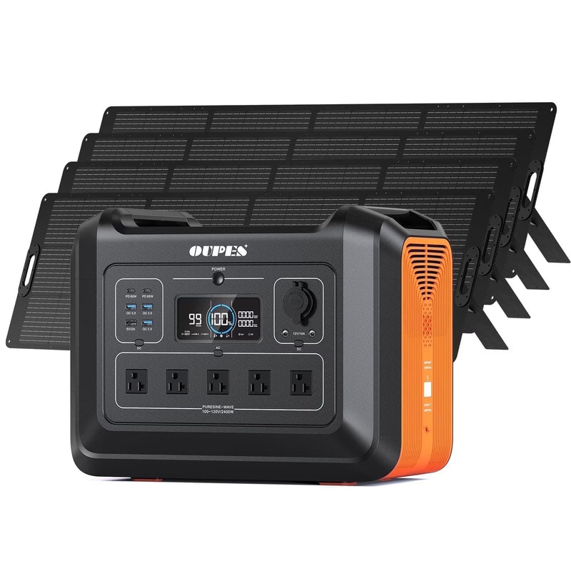 OUPES 2400W 2232Wh Portable Power Station with 4x240W Solar Panel,Solar Generator for Outdoor Camping,Home Backup,Emergency,RV K1350