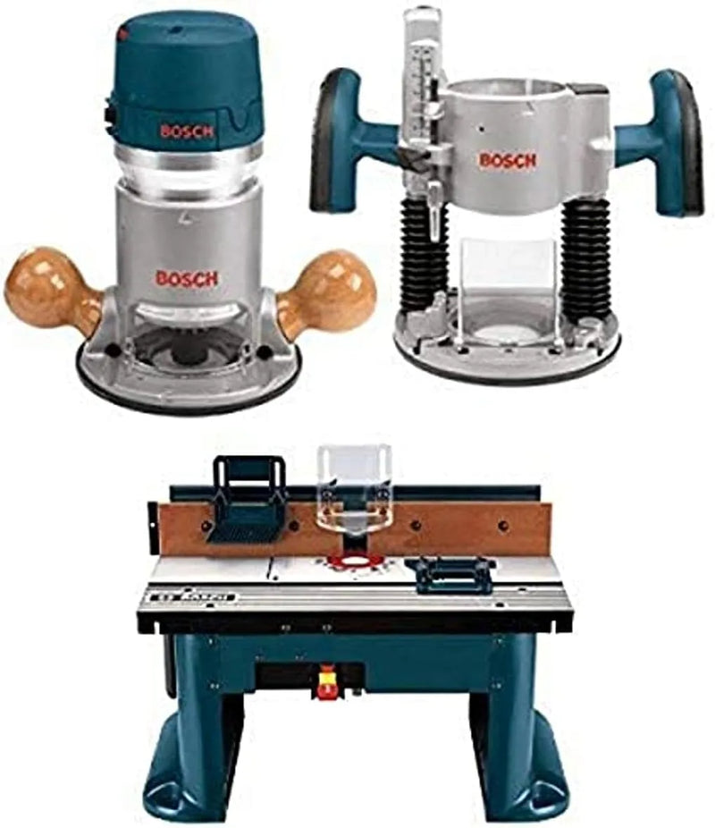 1617EVSPK Wood 12 Amp Router Tool Combo Kit - 2.25 Horsepower Plunge Router & Fixed Base with a Variable Speed I9128