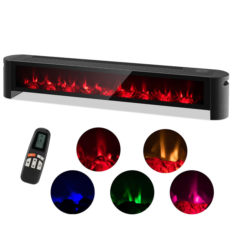 1400W Electric Baseboard Heater Convection Space Heater with Realistic 3D Flame V4009