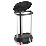 Administrative series floor-standing clothing storage basket / laundry basket, with front locking casters, capacity 30 gallons, black, without handle cover, suitable for hospitals / medical laboratories / commercial premises