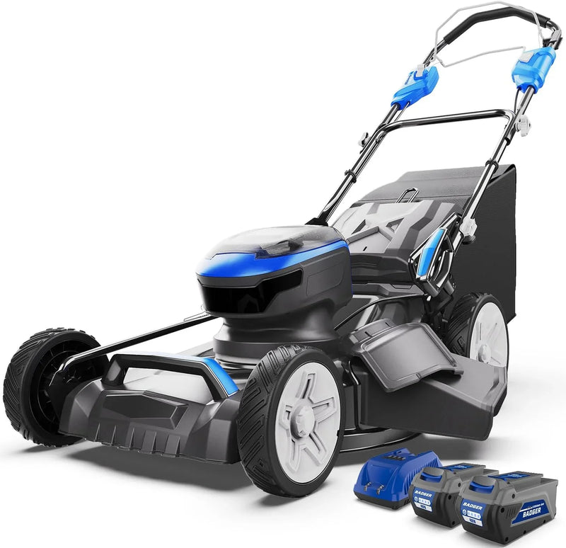 Lawn Mower 40V Brushless 18" Cordless, 5 Cutting Height Adjustments Electric Lawn Mower, Quickly Folding Within 5’s, 4.0AH Battery and Super Charger Included. E5547