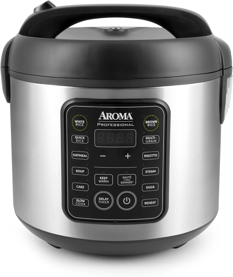 Digital rice cooker, 4 cup capacity (uncooked state) / 8 cup capacity (cooked state), steamer, multi-functional cooking pot, slow cooker, oatmeal pot, automatic insulation function, 2 gallons, stainless steel shell J6027