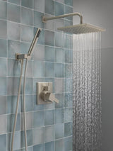 Square shower head set, rain shower head and handle set made of brushed nickel material, valve cover kit, 10 inches, stainless steel
