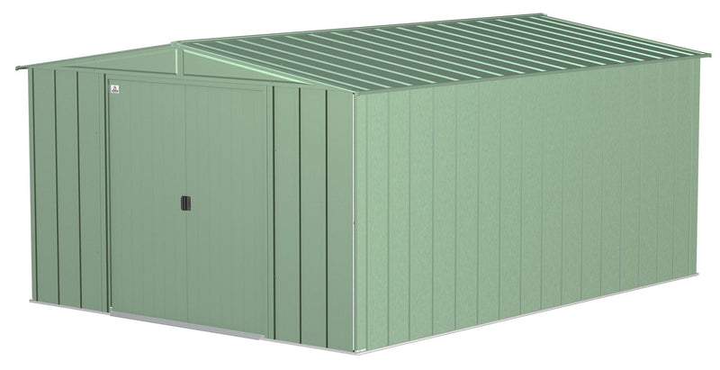 Classic Galvanized Steel Storage Shed, Sage Green, 10-ft x 14-ft P6046