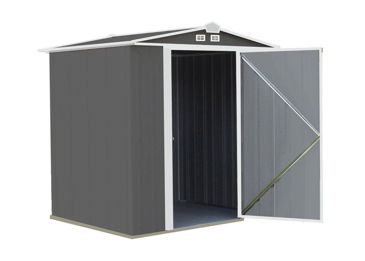 EZEE Galvanized Steel Storage Shed with Low Gable Roof, Charcoal/Cream, 6-ft x 5-ft