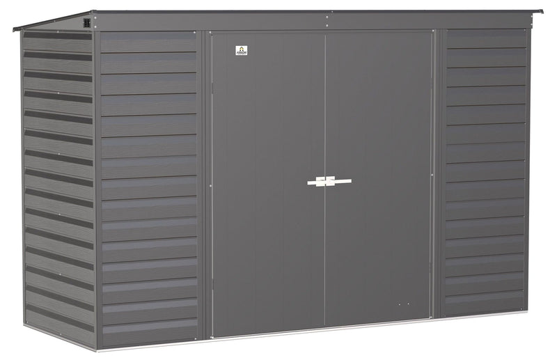 Select Galvanized Steel Storage Shed, Charcoal, 10-ft x 4-ft P9988