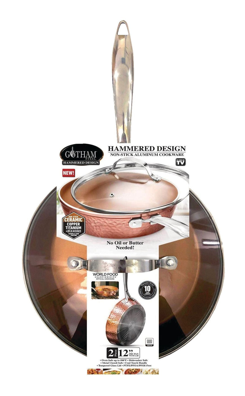 Hammered Diamond Pan with Lid, 12-in F6598