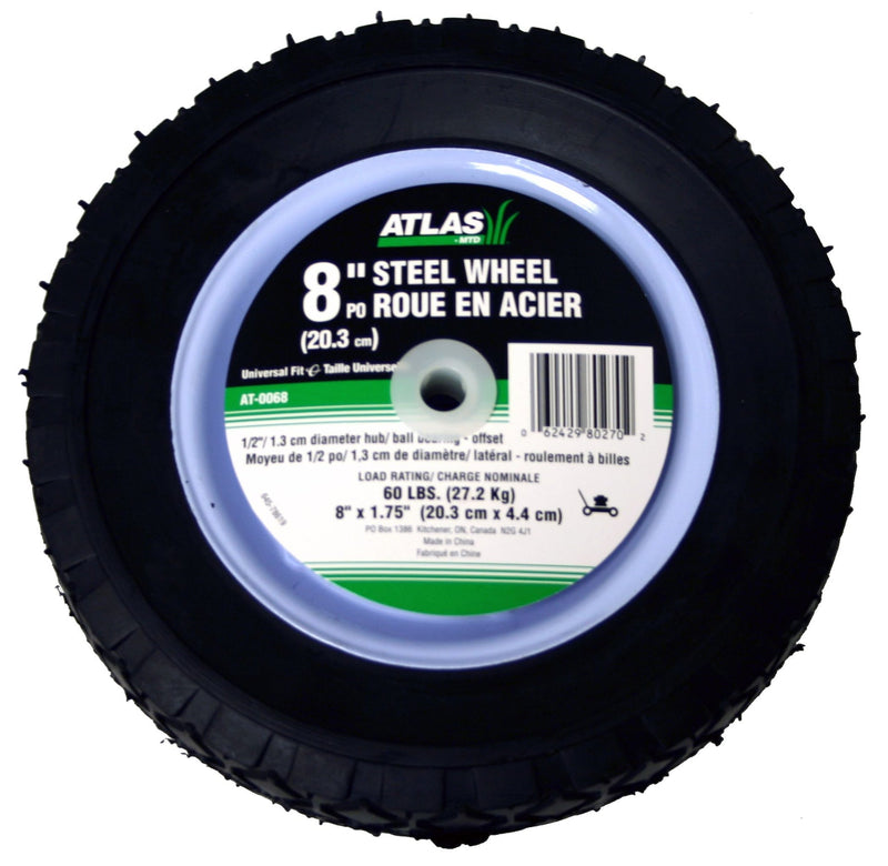 Steel Lawn Mower RePlacement Wheel with Ball Bearings, 8 in x 1.75-in K3272