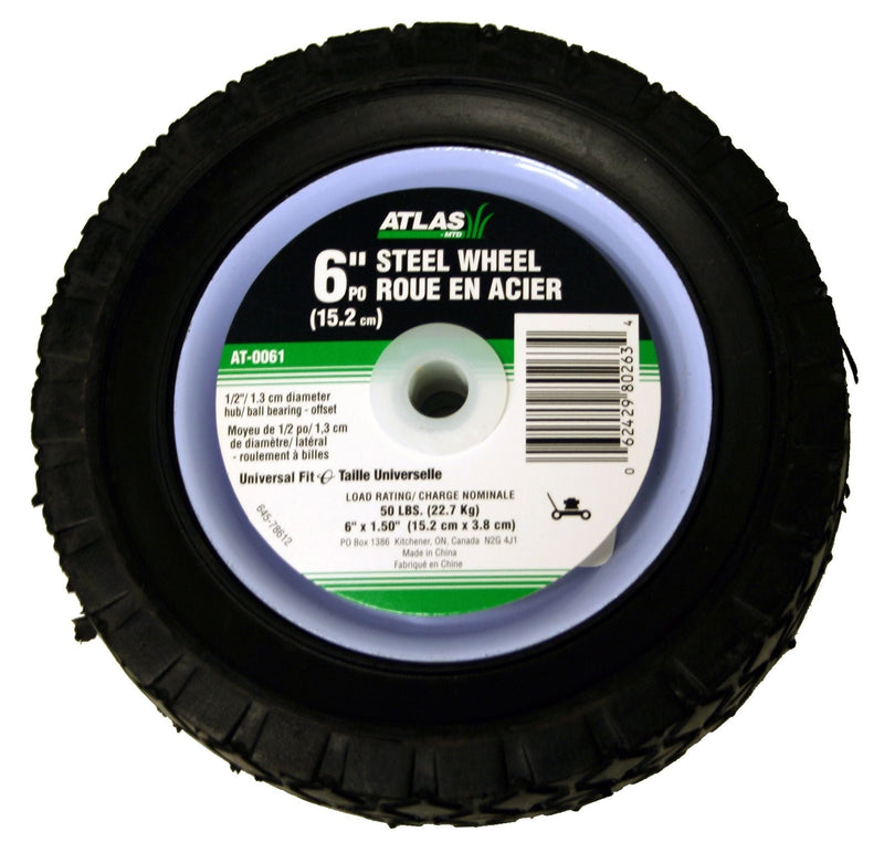 Steel Lawn Mower Wheel with Ball Bearings, 6-in x 1.5-in V1535