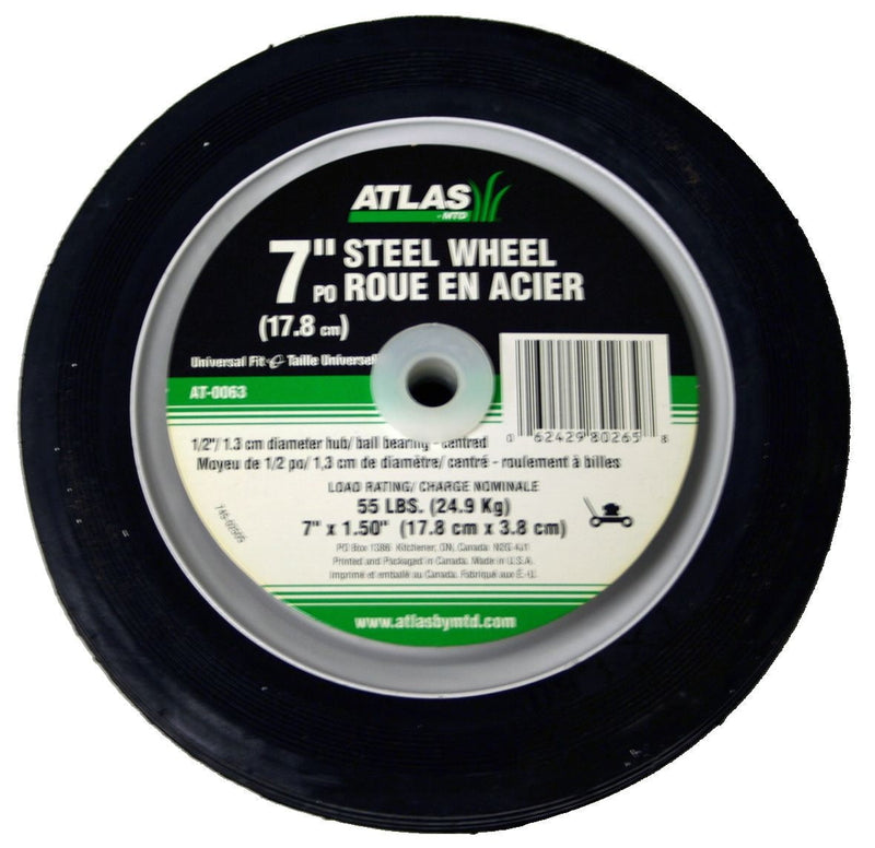 Steel Lawn Mower Wheel with Ball Bearings, 7-in x 1.5-in G1813