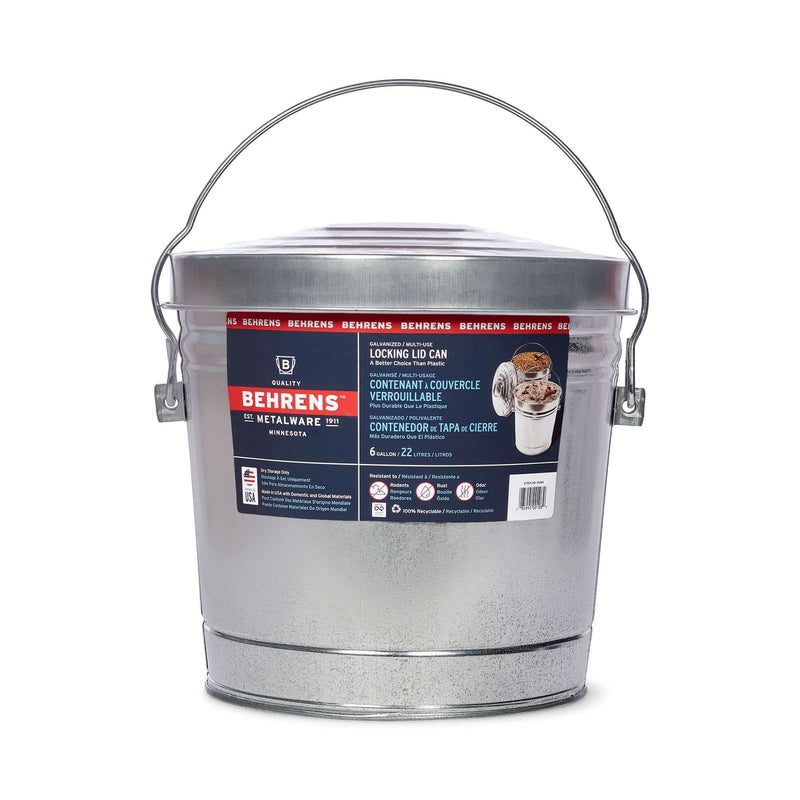 Galvanized Steel Multi-Use/Garbage Can with Locking Lid, 22-L (6 US gal) T6083