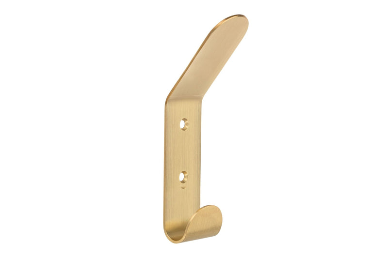 Bent Metal Double Hook, Satin Brass B2649