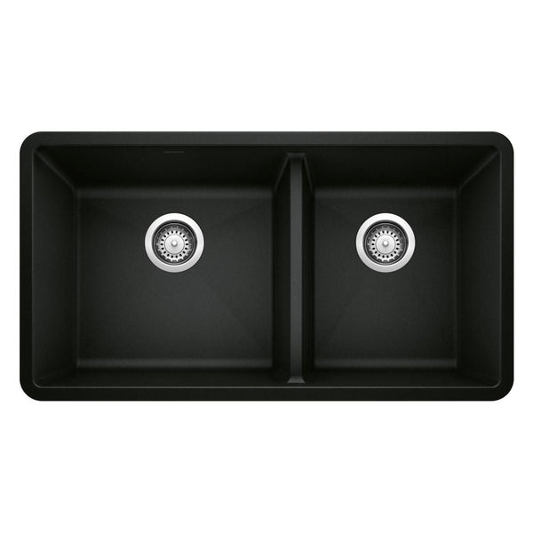 Precis 33-in 60/40 Double Bowl Undermount Kitchen Sink, Coal Black G0733