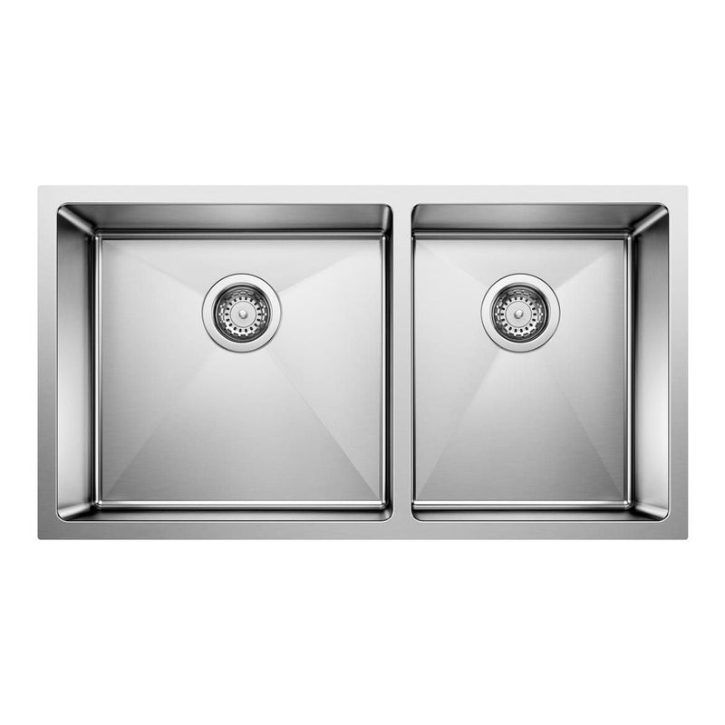 Quatrus R15 33-in 60/40 Double Bowl Undermount Stainless Steel Kitchen Sink V3002