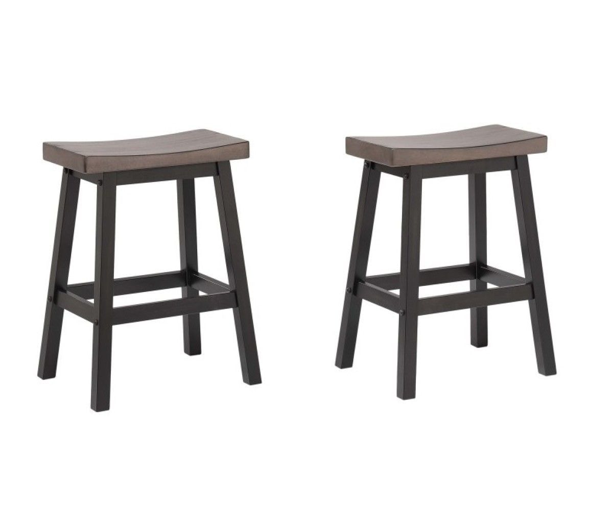 Arnold Oak/Dark Grey Counter/Bar Stool with Back Rest, 2-pc