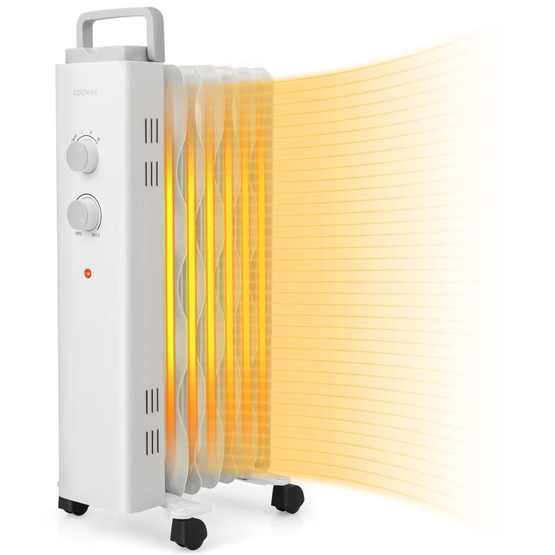 1500W Oil Filled Space Heater Electric Oil Radiant Heater w/ Safety Protection P9889